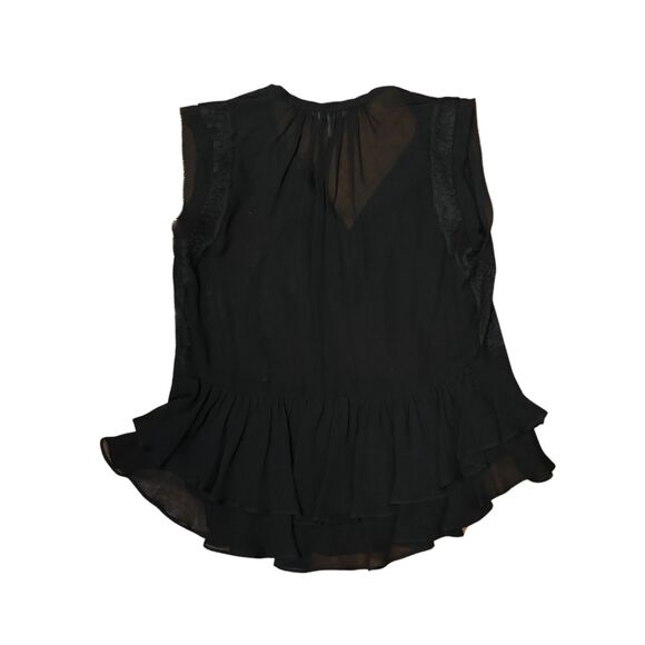Rebecca Taylor Black Silk Lace Blouse Sleeveless Romantic Top Size 4 - Picture 4 of 6